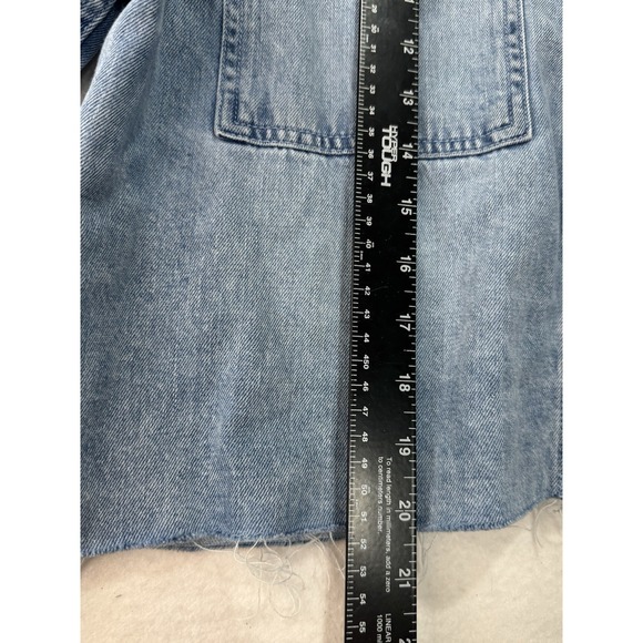 Aerie Denim Jacket Large Cropped Boho Western Blue Cotton - Picture 4 of 7